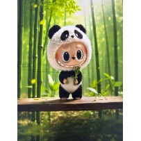 Motyvas kilpinio trikotažo su skaitmenine spauda LABUBU PANDA