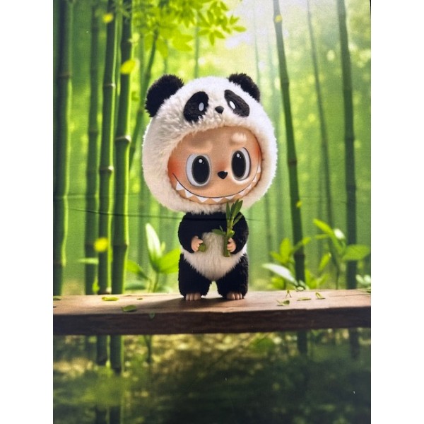 Motyvas kilpinio trikotažo su skaitmenine spauda LABUBU PANDA Motyvas kilpinio trikotažo su skaitmenine spauda LABUBU PANDA